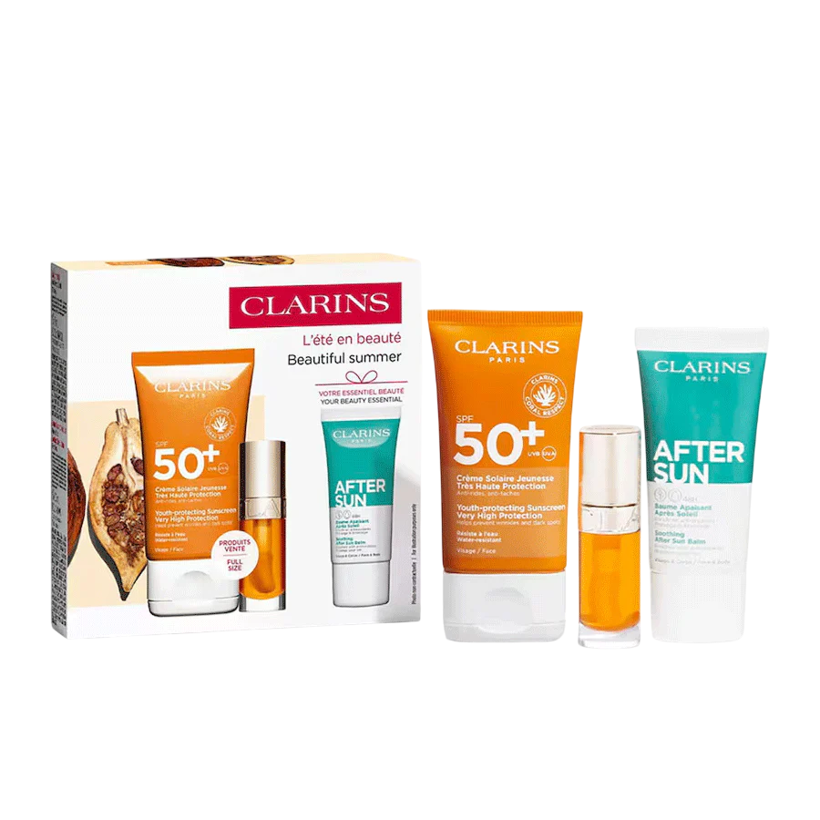 set clarins clarins hydrating sunscreen cream for face spf 50 50 ml after sun regenerating after sun balm 30 ml lip confort lip oil 01 7 ml 1756901889.png b845a0ac039a519e33328d4ad673cb26